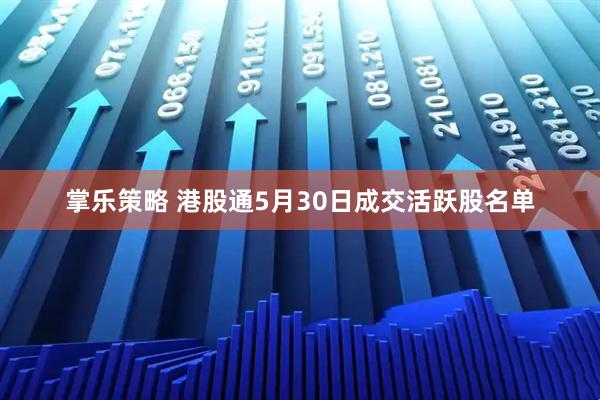 掌乐策略 港股通5月30日成交活跃股名单