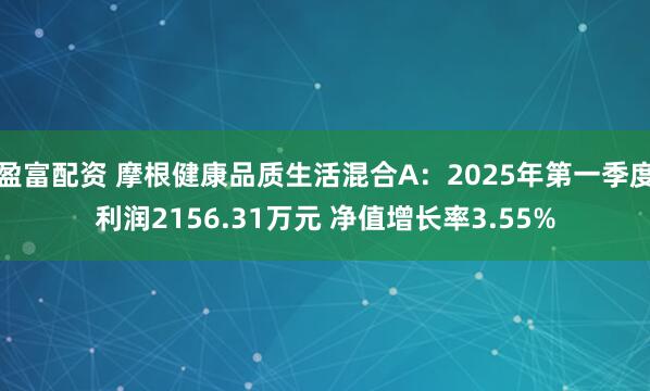盈富配资 摩根健康品质生活混合A：2025年第一季度利润2156.31万元 净值增长率3.55%